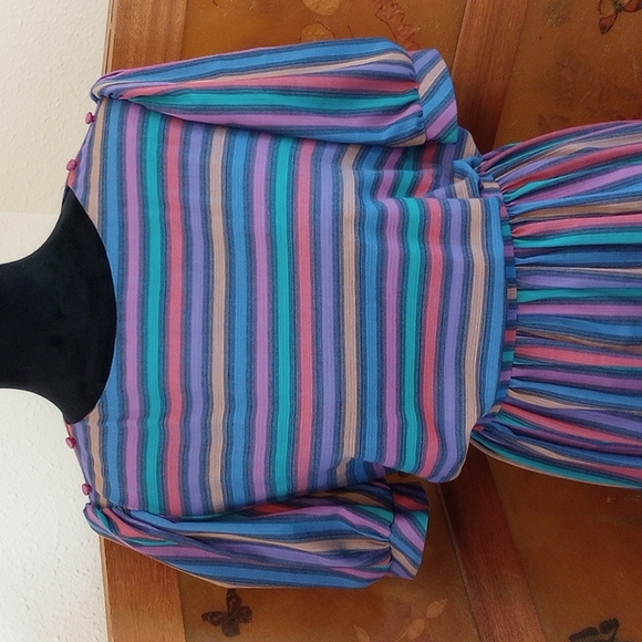 VTG 80’s Cottagecore Pastel J.J. of California Dress - Picture 2 of 15